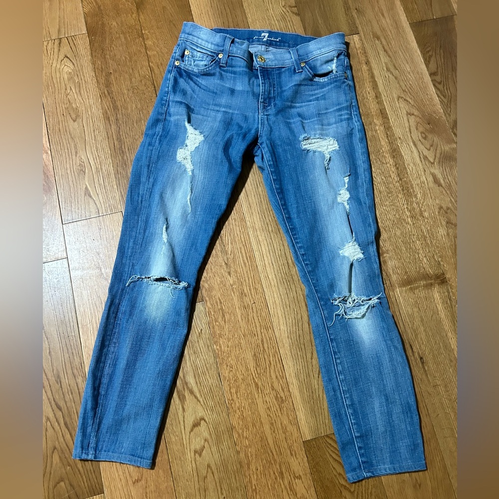 7 for all mankind distressed jeans size 26